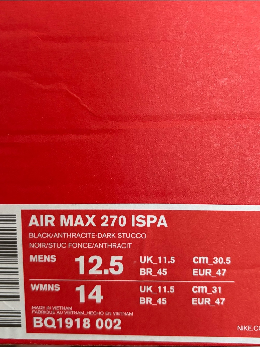 Nike Air Max 270 ISPA Black/Anthracite: Dark Stucco Athletic Shoes - Picture 2 of 5